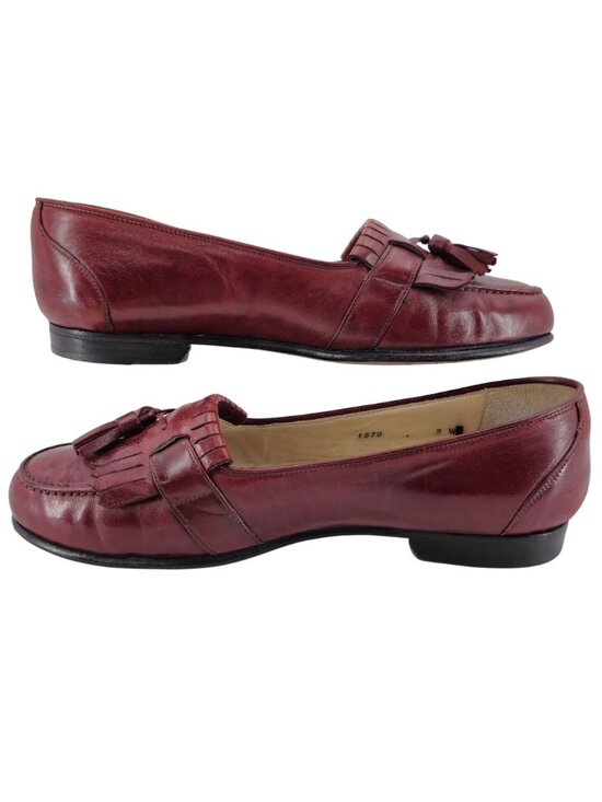Vintage Bragano Cole Haan Burgundy Leather Dress Shoes Men 9W Tassel Loafer Ital main image 8